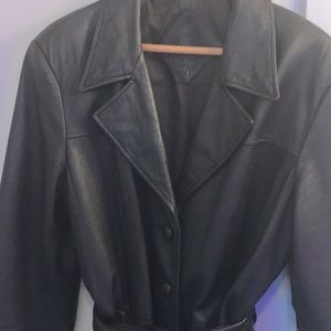 Jacqueline Ferrar Soft Black Leather jacket coat.  Size XL